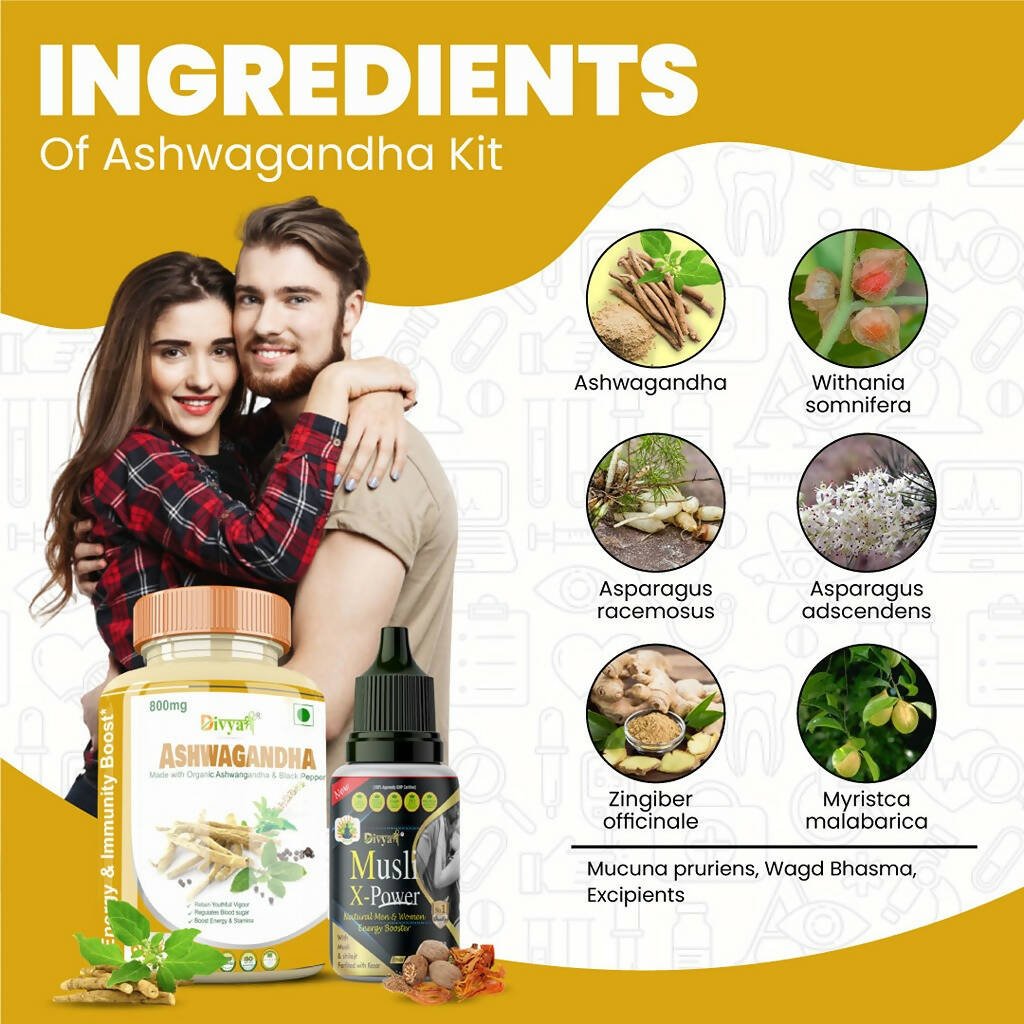 Divya Shree Ashwagandha Capsule & Musli Oil Combo | Grocsy