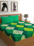 My Room Green & Yellow Ethnic Motifs 140 TC Super King Bedsheet with 2 Pillow Covers | Grocsy