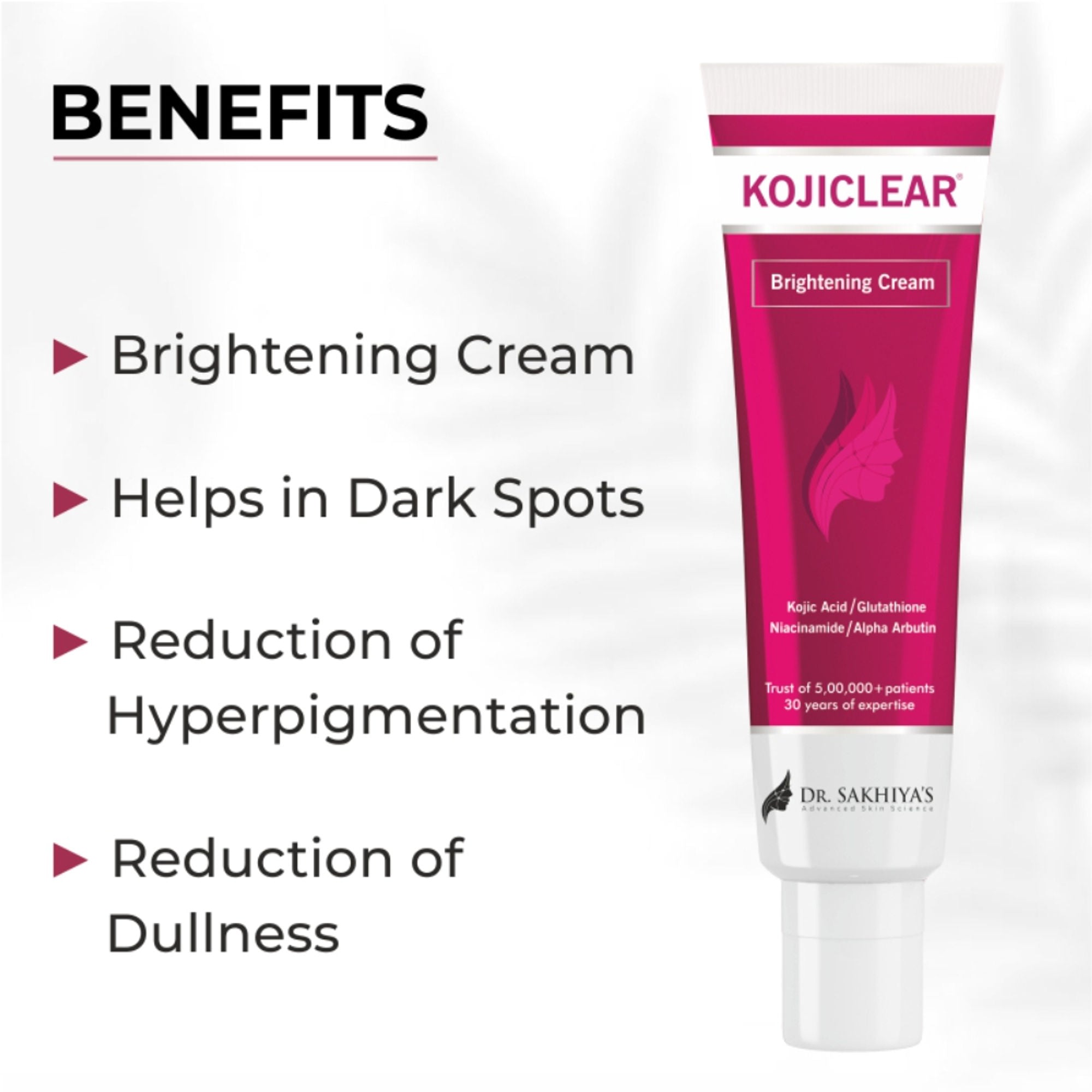 Dr.Sakhiya Kojiclear Whitening Brightening Tan Removal Face Cream with Kojic Acid Glutathione | Grocsy