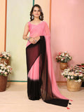 Pink Georgette Pedding Color Printed Ready To Wear Saree - Aalaya | Grocsy