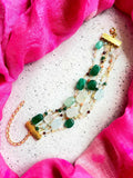 Joban Fashion Green Brass Colourful Zade Stones Trendy Bracelet | Grocsy
