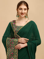 Sangria Green Woven Design Saree | Grocsy