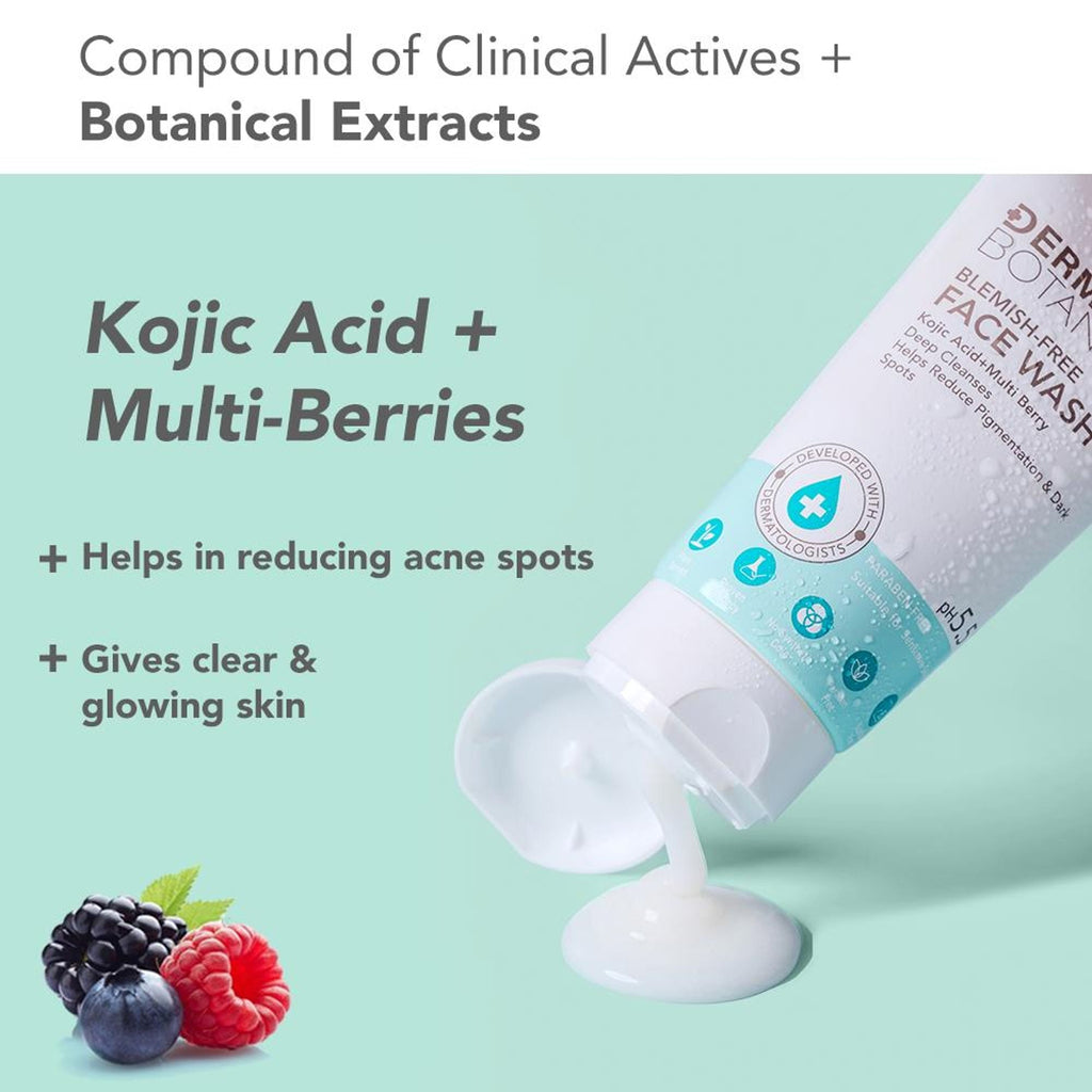 Lotus DermaBotanics Kojic Acid + Multi Berry Blemish-Free Face Wash, pH5.5, For Sensitive Skin | Grocsy