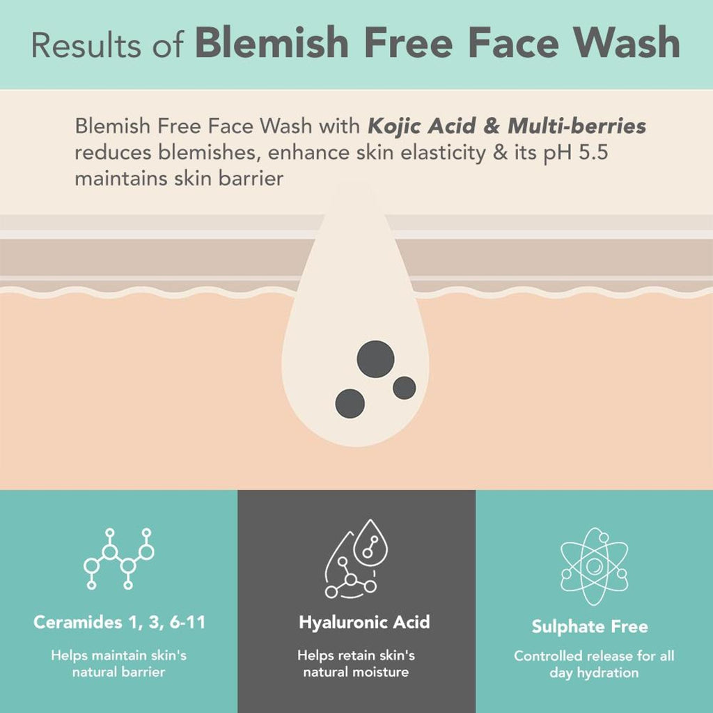 Lotus DermaBotanics Kojic Acid + Multi Berry Blemish-Free Face Wash, pH5.5, For Sensitive Skin | Grocsy