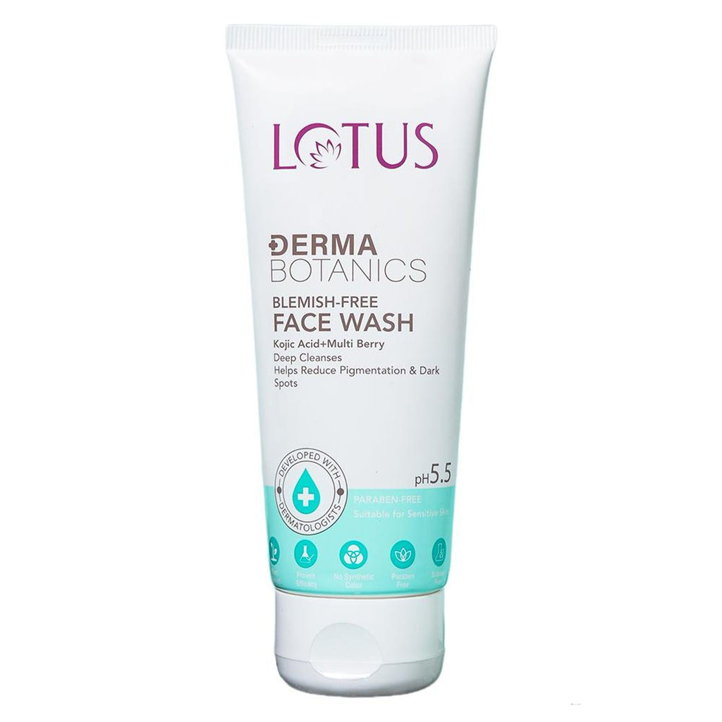Lotus DermaBotanics Kojic Acid + Multi Berry Blemish-Free Face Wash, pH5.5, For Sensitive Skin | Grocsy