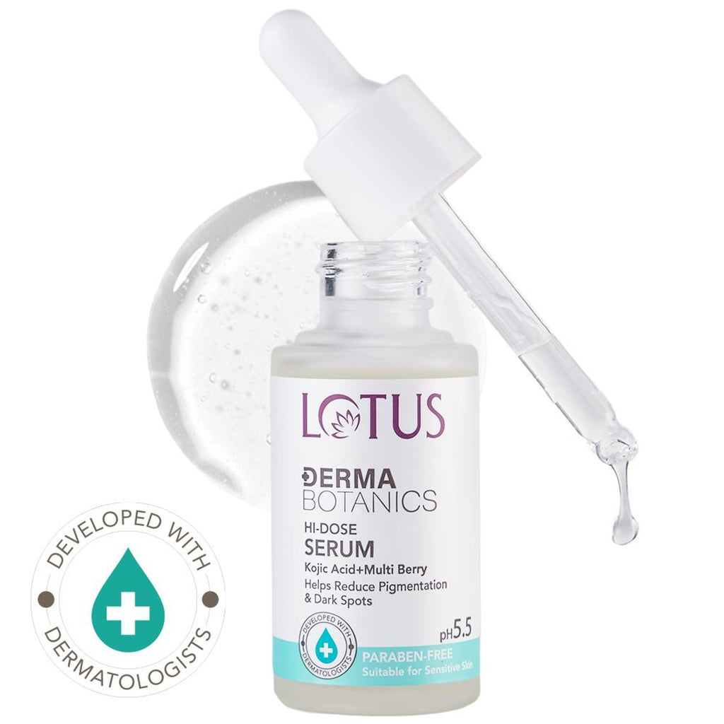 Lotus Herbals Derma Botanics Hi-Dose Serum Kojic Acid + Multi Berry, PH5.5 For Sensitive Skin | Grocsy