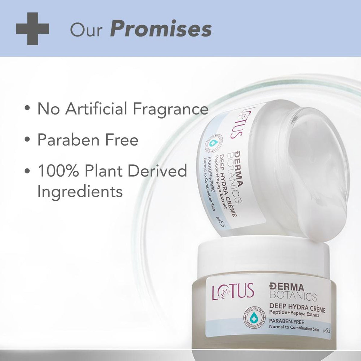 Lotus DermaBotanics Peptide + Papaya Extract Deep Hydra Creme, pH5.5, Normal to Combination Skin | Grocsy