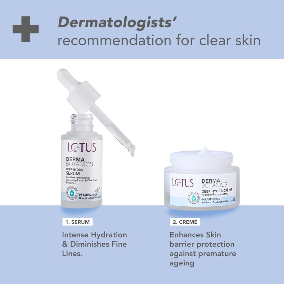 Lotus DermaBotanics Peptide + Papaya Extract Deep Hydra Creme, pH5.5, Normal to Combination Skin | Grocsy