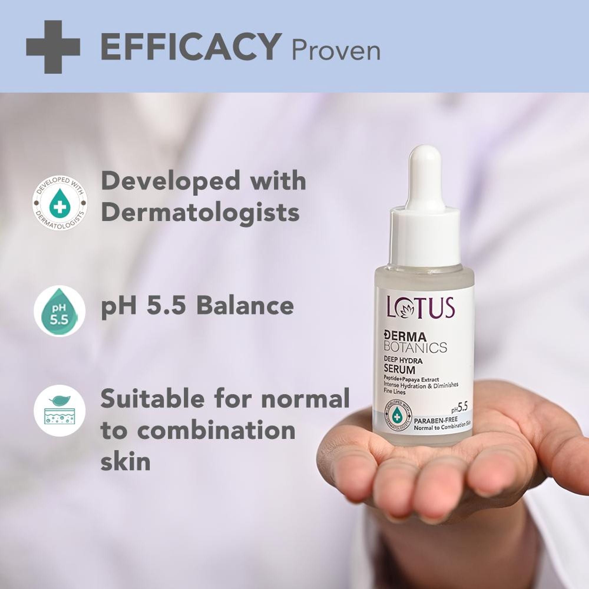 Lotus DermaBotanics Peptide + Papaya Extract Deep Hydra Serum,pH5.5,Normal To Combination Skin | Grocsy