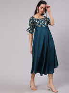 Aks Floral Printed Square Neck Anarkali Kurta | Grocsy