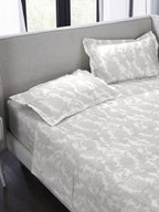 MYTRIDENT Nectarsoft Grey White Pure Cotton 400 TC King Bedsheet with 4 Pillow Covers | Grocsy
