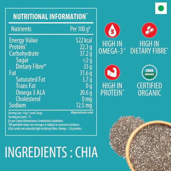 Bagrry's Organic Chia Seeds | Grocsy