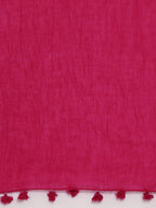 Souchii Pink Solid Tasselled Cotton Dupatta | Grocsy