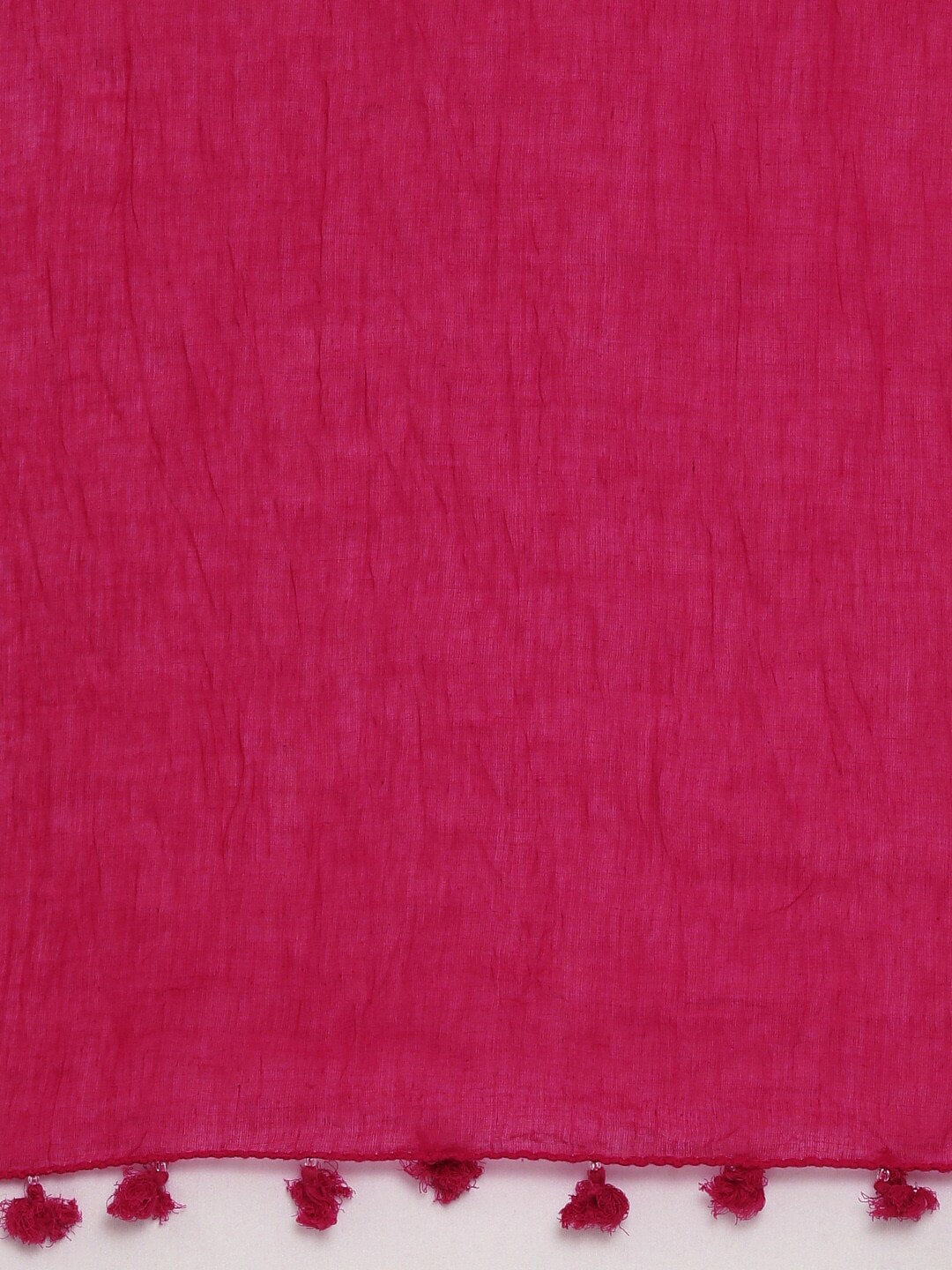 Souchii Pink Solid Tasselled Cotton Dupatta | Grocsy