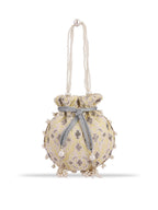Masq Women Yellow & Grey Embellished Embroidered Potli Clutch