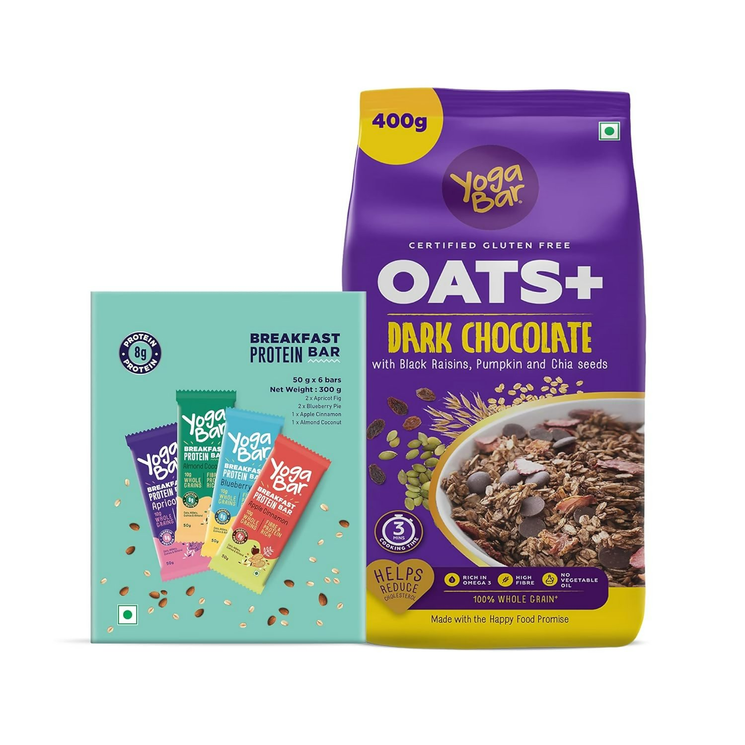 Yoga Bar Breakfast Protein Variety Box - Dark Chocolate Flavour Premium Super Oats Combo Pack | Grocsy