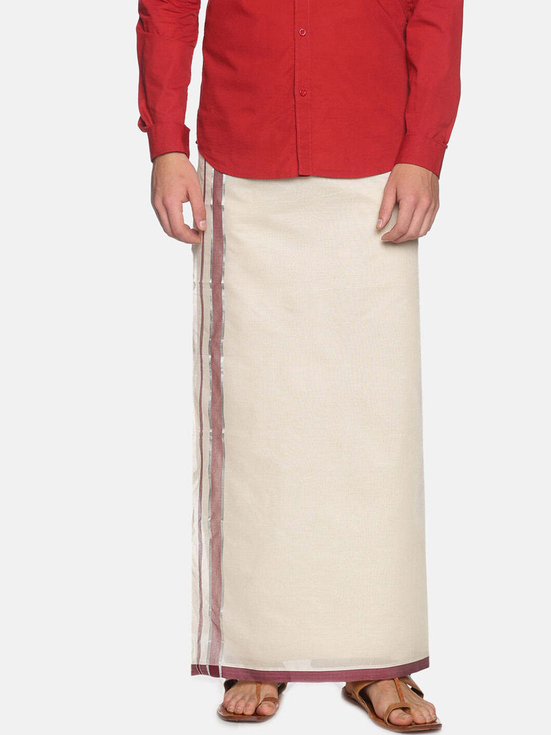 Sethukrishna Men Off White Traditional Kerala Double Mundu | Grocsy