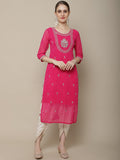 Sangria Women Ethnic Motifs Embroidered Floral Georgette Kurta | Grocsy