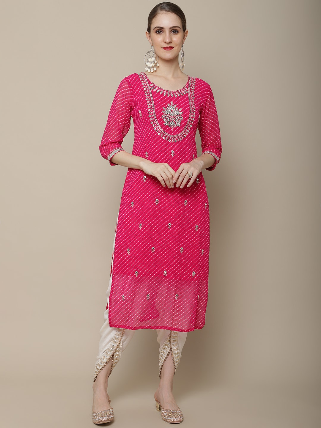 Sangria Women Ethnic Motifs Embroidered Floral Georgette Kurta | Grocsy