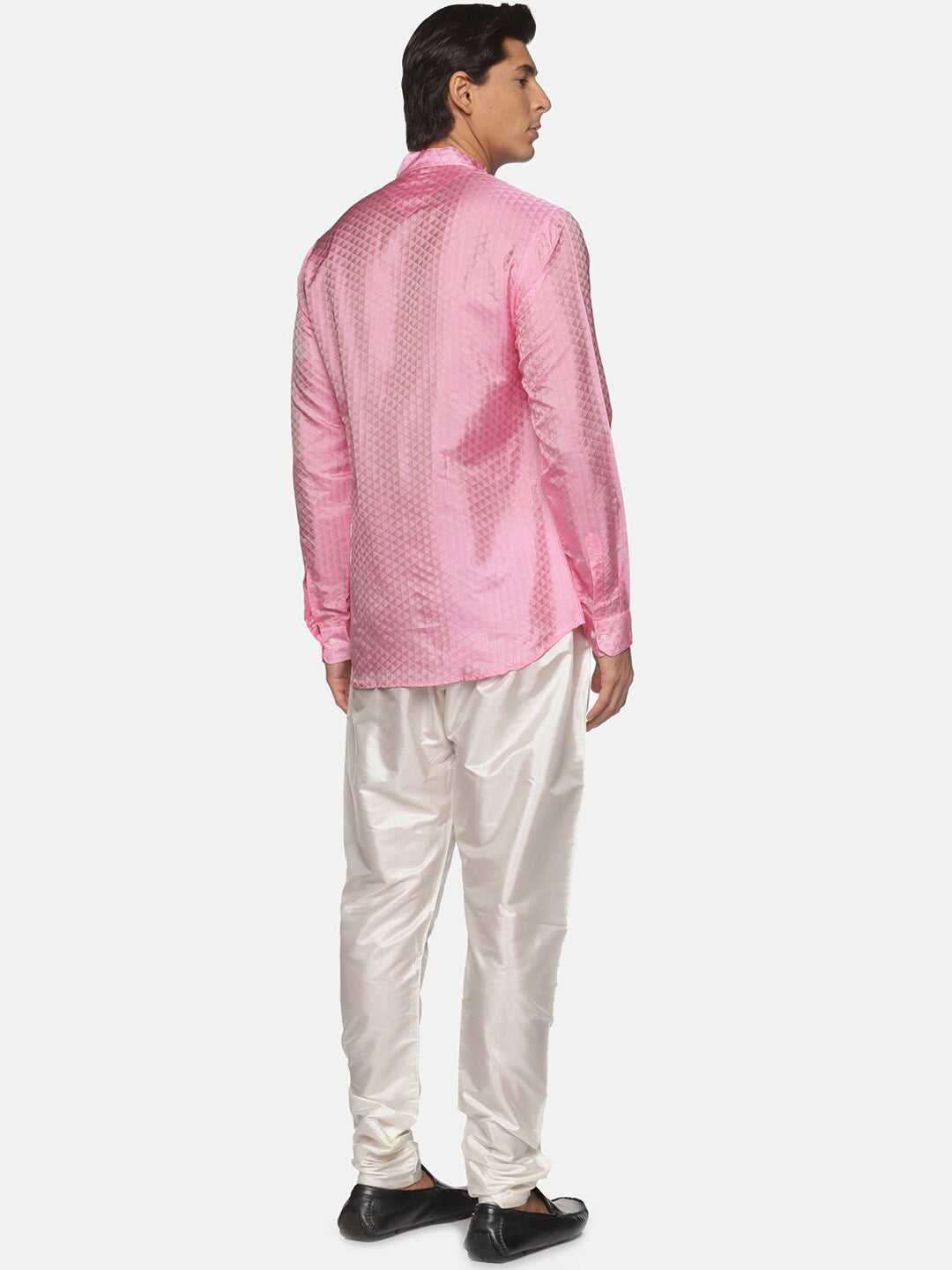 Sethukrishna Men Pink Angrakha Kurta with Pyjamas | Grocsy