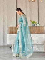 Tikhi Imli Floral Gotta Patti Organza Heavy Work Saree | Grocsy