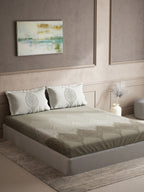 DDecor Grey & White Ethnic Motifs Cotton 140 TC Queen Bedsheet With 2 Pillow Covers | Grocsy