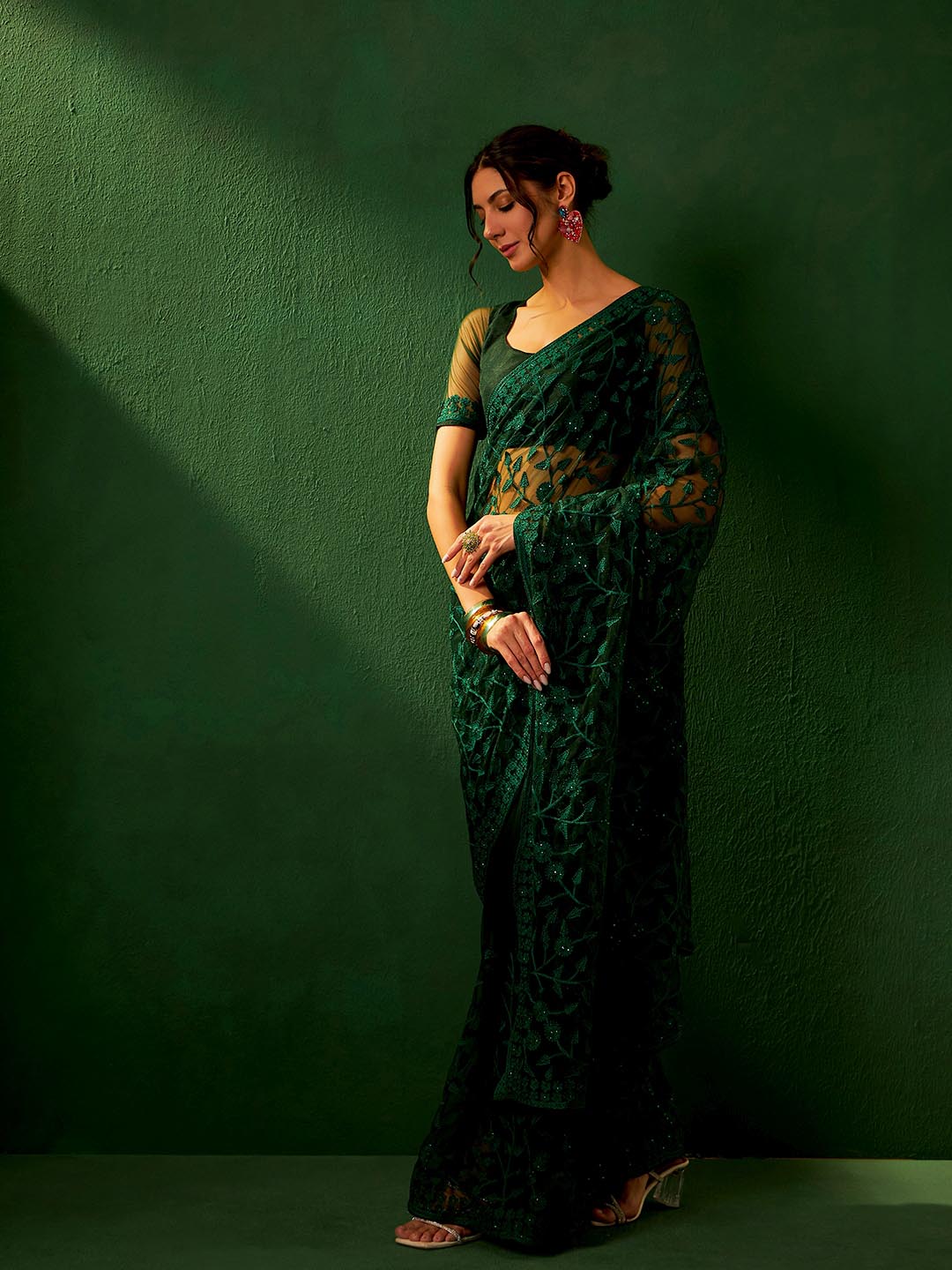 Sangria Embroidered Saree | Grocsy