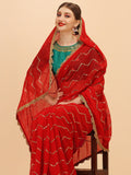 Sangria Red Embellished Sequinned Pure Georgette Saree | Grocsy