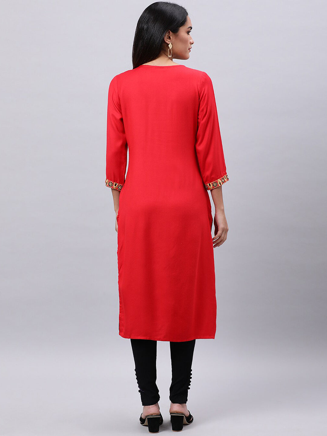 Souchii Women Ethnic Motifs Yoke Design Mirror Work Kurta | Grocsy