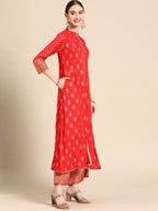 Sangria Women Red Ethnic Motifs Printed Kurta with Palazzos | Grocsy