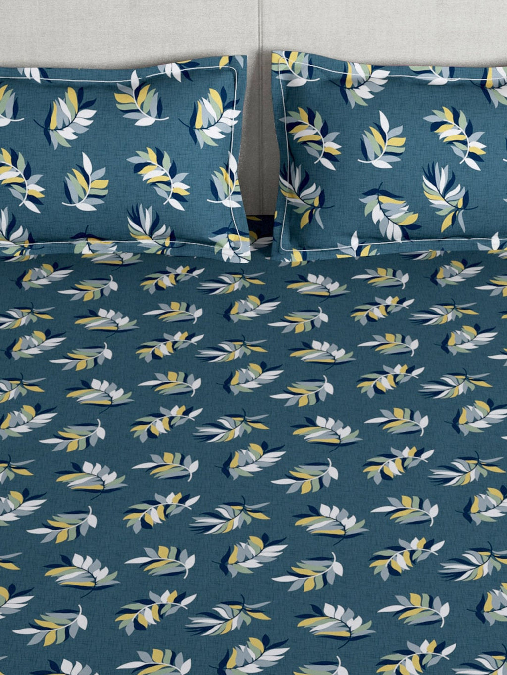 Story@home Arena Grey & Yellow Floral Printed 180 TC Queen Bedsheet & 2 Pillow Covers | Grocsy