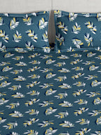 Story@home Arena Grey & Yellow Floral Printed 180 TC Queen Bedsheet & 2 Pillow Covers | Grocsy