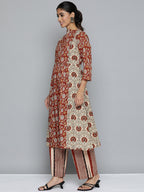 HERE&NOW Women Ethnic Motifs Printed Regular Pure Cotton Kurta Set | Grocsy