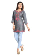 Snehal Creations Elegant Gray Short and Straight Raw Silk Tunic | Grocsy