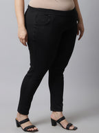 TAG 7 Women Plus Size Black Solid Ankle Length Leggings | Grocsy