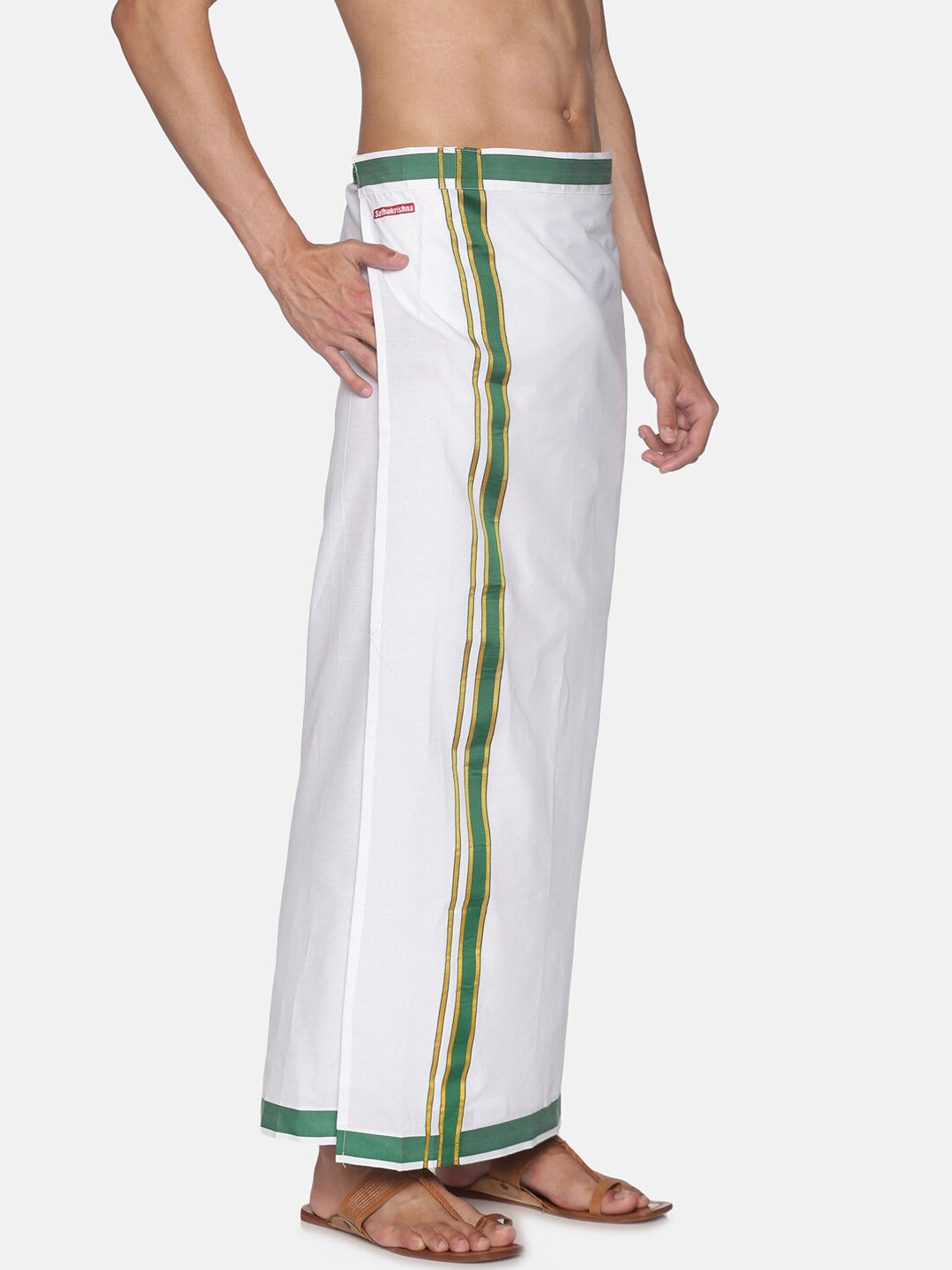 Sethukrishna White Solid Cotton Readymade Dhoti For Men | Grocsy