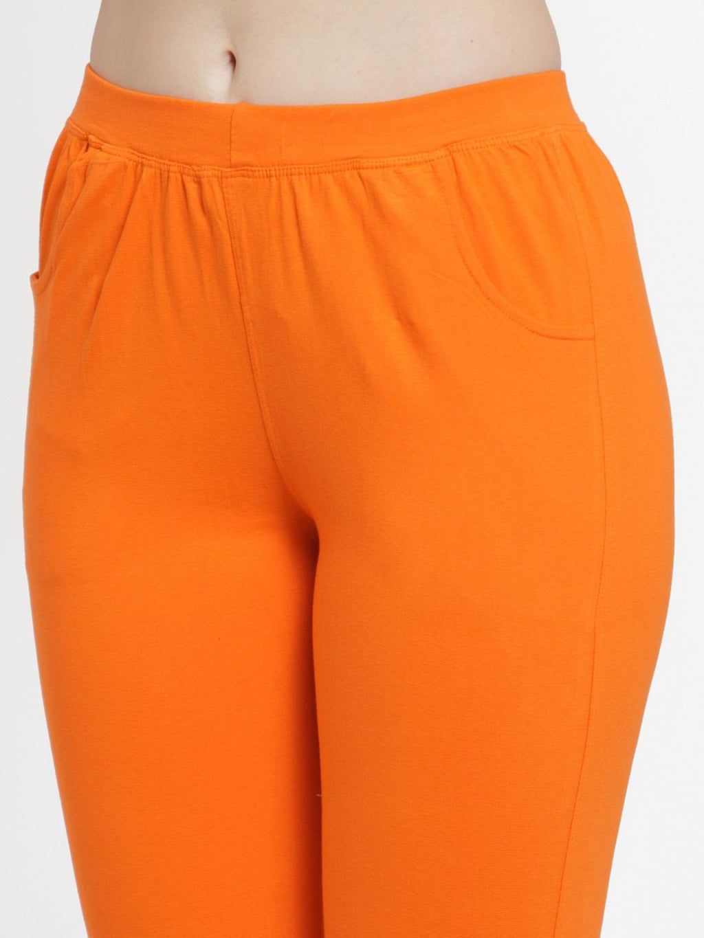 TAG 7 Women Pack Of 2 Orange & Black Solid Straight-Fit Ankle-Length Leggings | Grocsy