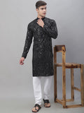 Sojanya Sequined Mandarin Collar Pure Cotton Kurta | Grocsy