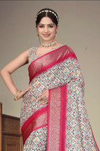 PR Fashion Multi Heavy Rich Cotton Silk Digital Print & Jacquard Saree | Grocsy