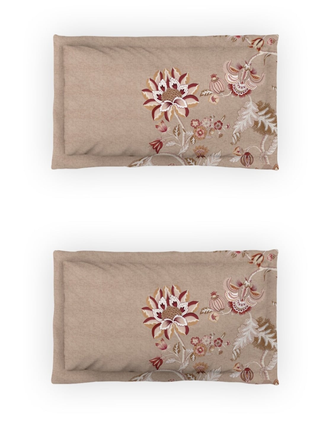DDecor Grey & Maroon Ethnic Motifs 140 TC Cotton Queen Bedsheet with 2 Pillow Covers | Grocsy