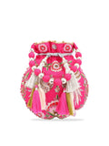 Masq Magenta & White Embroidered Potli Clutch | Grocsy
