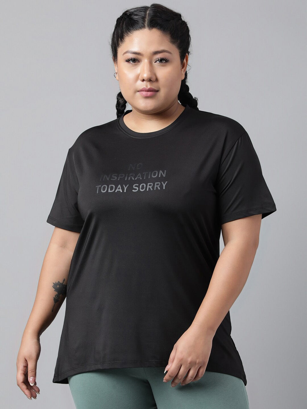 MKH Plus Size Typography Printed Dri-FIT Relaxed Fit Drop-Shoulder Sleeves Gym T-shirt | Grocsy
