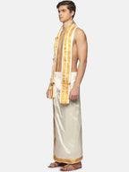Sethukrishna Men Cream-Coloured Solid Dhotis | Grocsy
