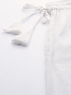 TAG 7 Women White Solid Crushed Flared Cropped Palazzos | Grocsy