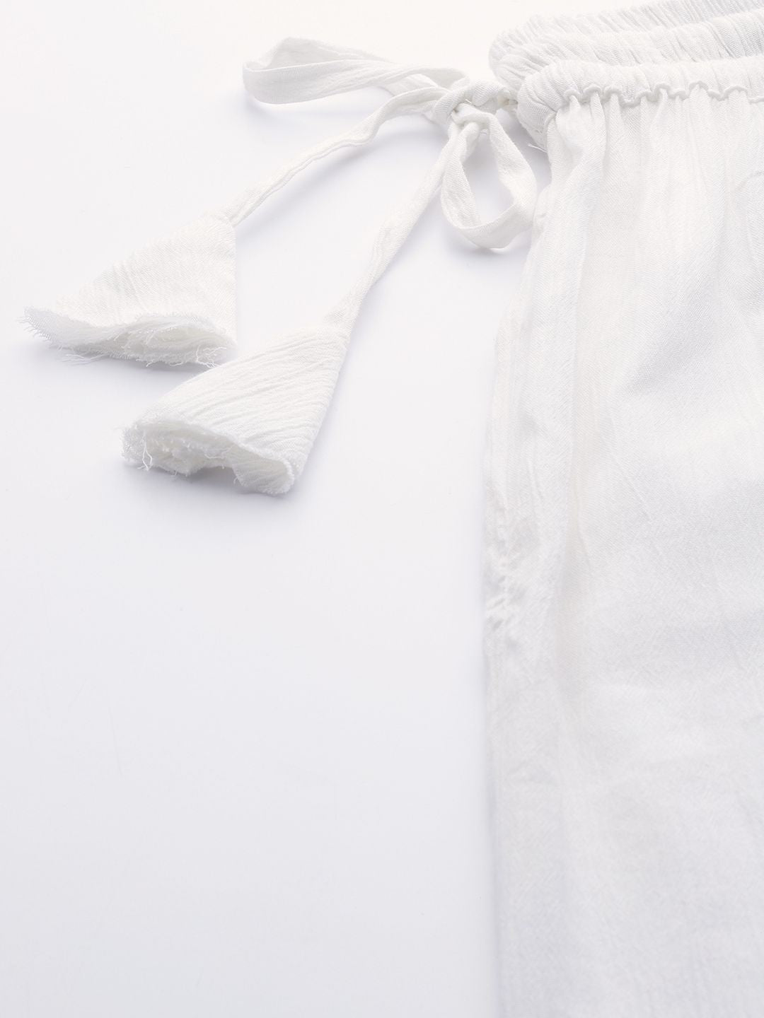 TAG 7 Women White Solid Crushed Flared Cropped Palazzos | Grocsy