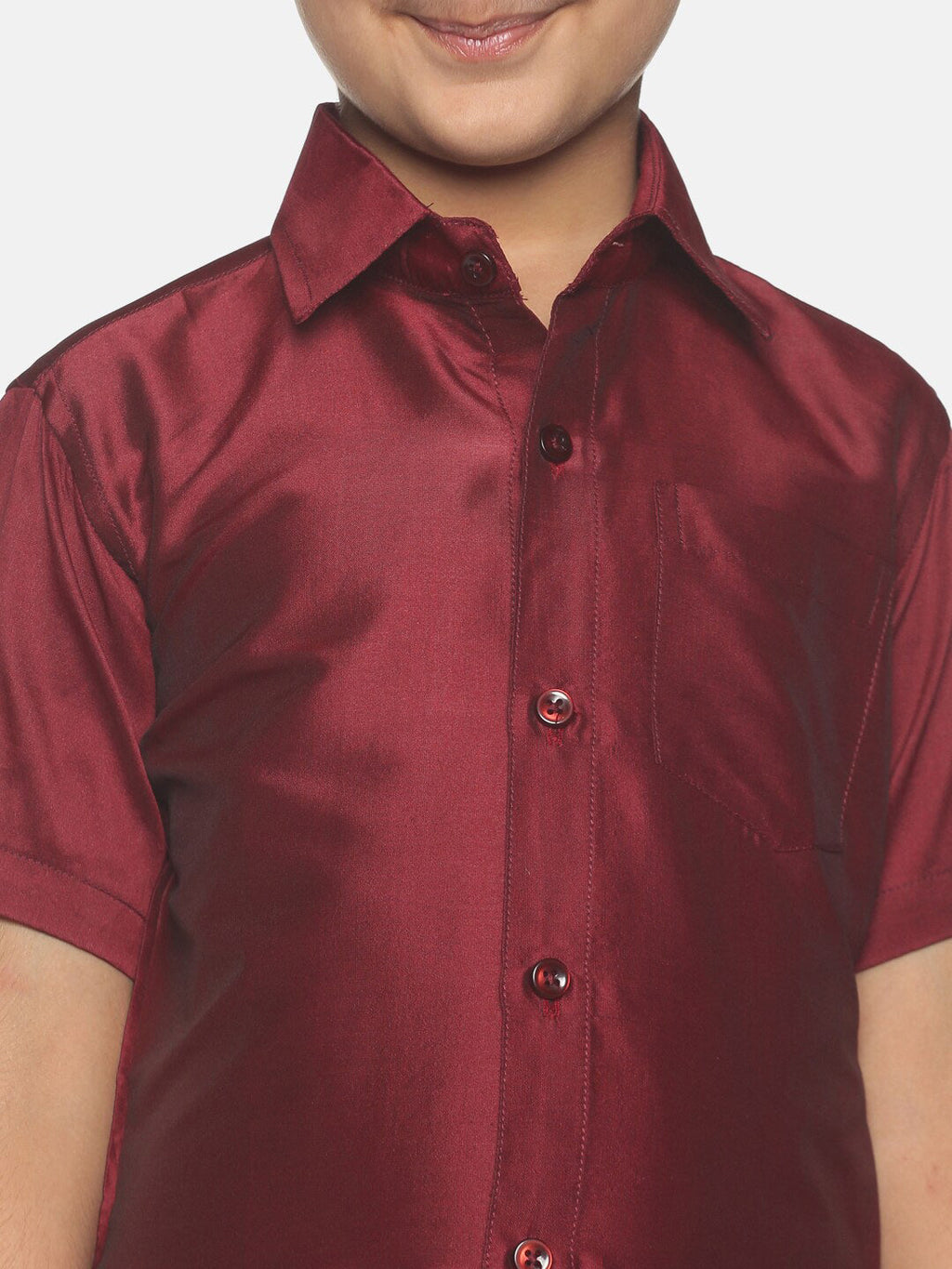 Sethukrishna Boys Maroon Shirt And Veshti Set | Grocsy