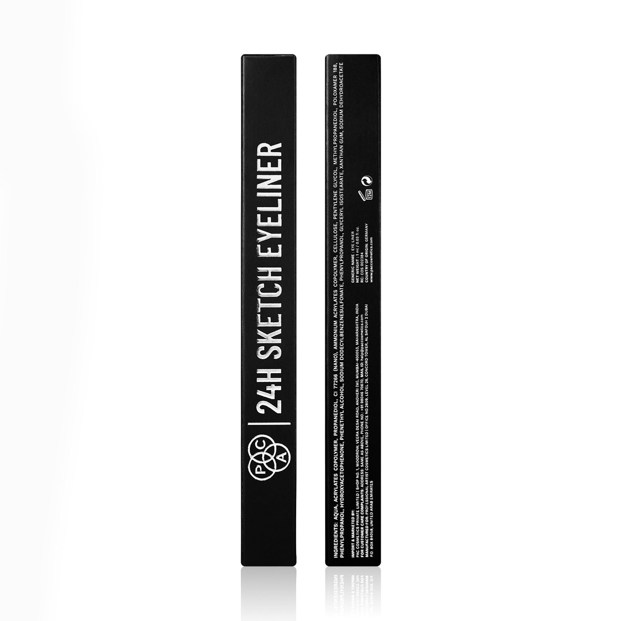 PAC Studio 24H Sketch Eyeliner - 0.2mm Precision Tip, Deep Black Matte Finish, Waterproof & Smudgeproof | Grocsy