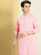 House of Pataudi Men Solid Thread Work Jashn Kurta | Grocsy