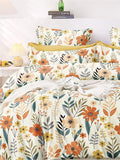 AEROHAVEN Premium Cream-Coloured Floral Cotton 300 TC King Bedsheet & 2 Pillow Covers | Grocsy