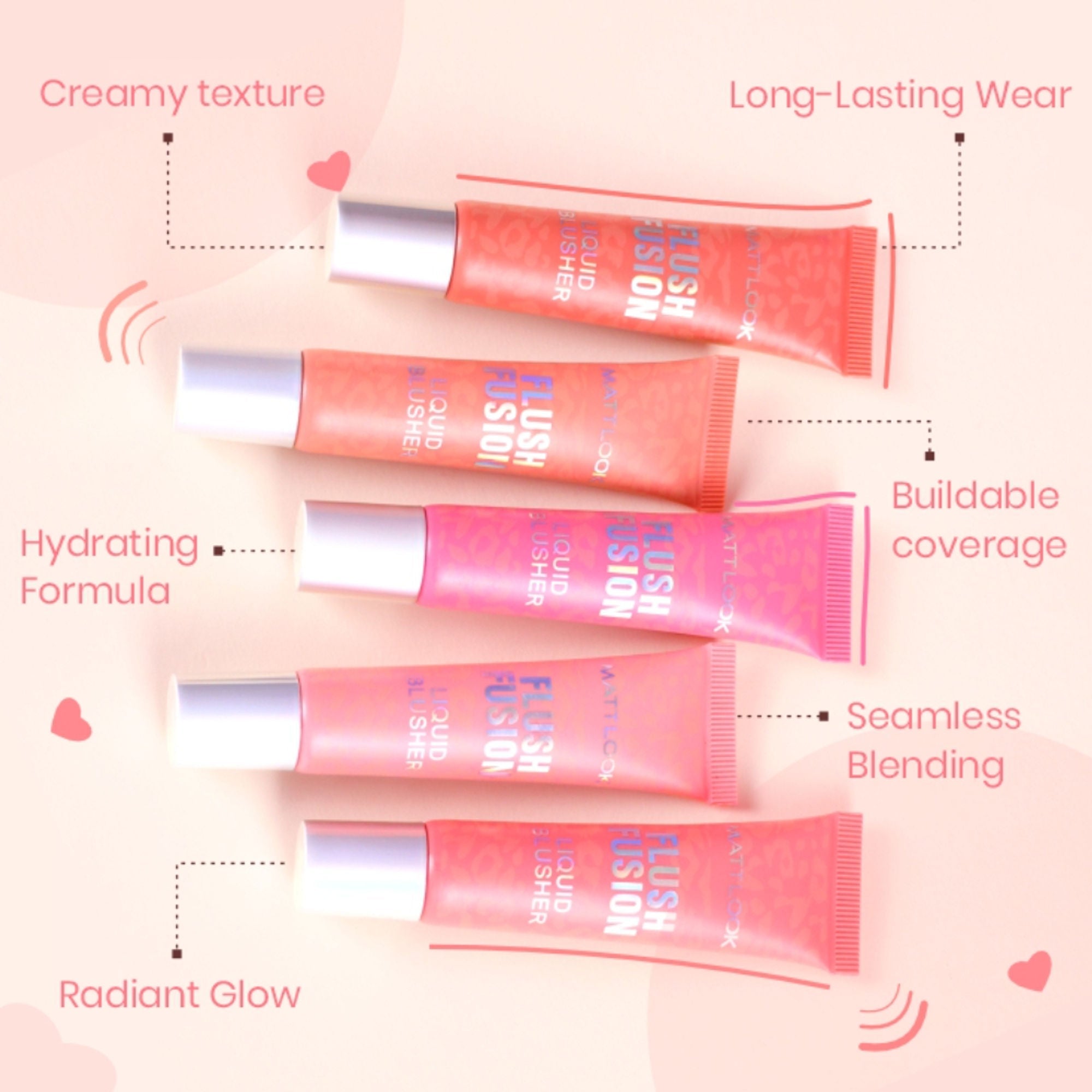 Matt Look Flush Fusion Liquid Blusher - Cherry Blossom-02 | Grocsy